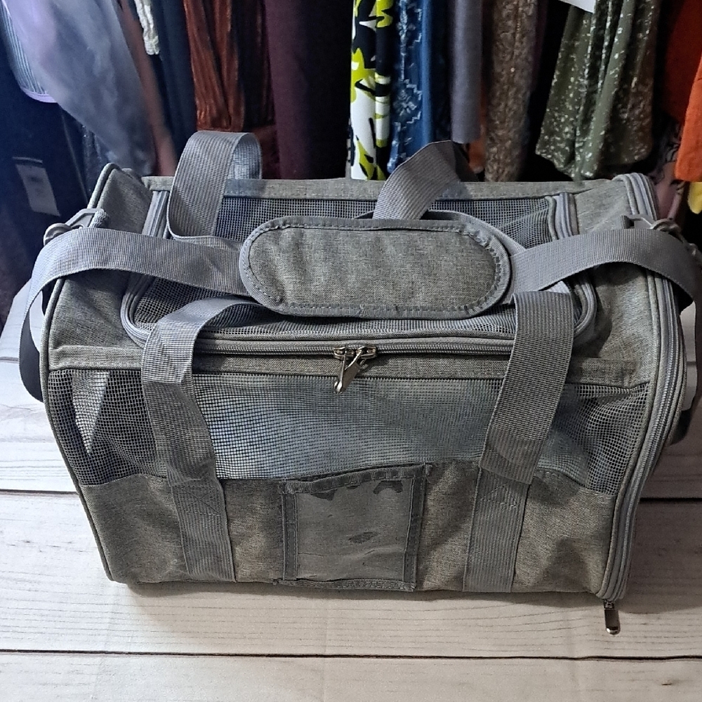 Gray Pet Carrier Travel Bag